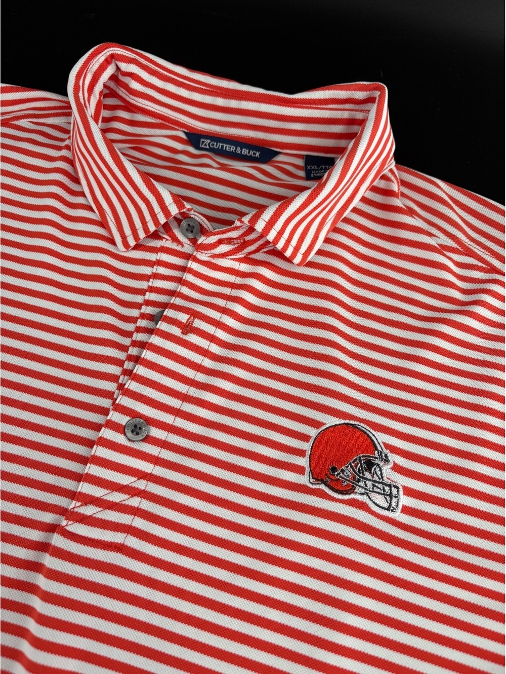 Cutter & Buck Cleveland Browns Golf Polo Men's XXL Orange White Stripe